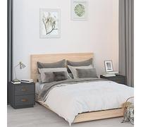 ULUYYUC Lot de 2 Tables de Chevet Gris 40x34x45 cm en pin Massif avec 2 tiroirs, Table d appoint Style Industriel et Console pour Chambre Salon Bureau