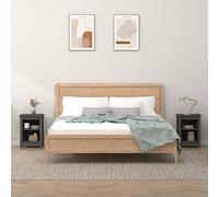 ULUYYUC Lot de 2 Tables de Chevet Gris 40x35x55 cm en Pin Massif, Table de Nuit avec Etagère Rangement, Console Petite Table Basse Salon Chambre Bout de Canapé Design Classique pour Intérieur