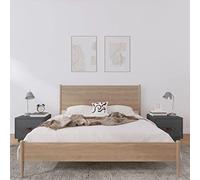 ULUYYUC Lot de 2 Tables de Chevet Grises 40x34x35 cm en pin Massif avec tiroir gainé polyuréthane, Rangement Chambre élégant et Robuste pour lit, Salon ou Bureau