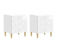 ULUYYUC Lot de 2 tables de chevet modernes - Blanc brillant - 43 x 34,5 x 50 cm - Table d'appoint en bois avec 2 portes et pieds en bois massif - Pour chambre à coucher