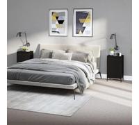 ULUYYUC Lot de 2 Tables de Chevet Noires 40x35x70 cm en Bois d'ingénierie et métal, Design Industriel Moderne avec Rangement Discret et Montage Flexible, Console d'appoint pour Chambre Salon entrée