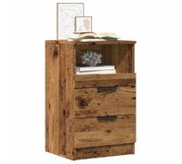 ULUYYUC Lot de 2 Tables de Chevet Vieux Bois 40x36x65 cm en Bois d ingénierie avec 2 tiroirs Compartiment Ouvert Design Industriel Stable pour Chambre Salon Bureau