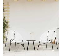 ULUYYUC Lot de 3 chaises de jardin en polyrotin en forme d'œuf - Noir et blanc - 77 x 68,5 x 82 cm - Avec table basse 49 x 49 x 42,5 cm - Design moderne - Robuste et durable - Pour jardin, terrasse