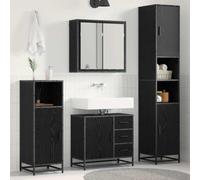 ULUYYUC Lot de 3 meubles de salle de bain - Chêne noir - 65 x 33 x 60 cm - Miroir de salle de bain - Meuble haut - Buffet moderne - Petit pour salle de bain et couloir