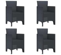 ULUYYUC Lot de 4 chaises de jardin - Anthracite - 53 x 49 x 85 cm - En polypropylène résistant aux UV - Design moderne - Robuste et empilable - Pour jardin, terrasse, balcon et camping