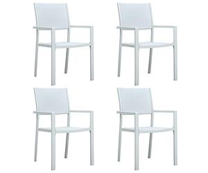 ULUYYUC Lot de 4 chaises de jardin en plastique, aspect rotin, blanches, 58,5 x 53,5 x 88,5 cm, avec cadre en acier, résistantes aux intempéries et légères, pour jardin, terrasse, balcon