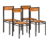 ULUYYUC Lot de 4 Chaises Salle à Manger en Bois d'Acacia Massif, 43x43x90 cm, Assise 45 cm, Structure Acier, Design Moderne Épuré, Déjà Assemblées pour Cuisine Salon Bureau