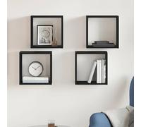 ULUYYUC Lot de 4 étagères murales cubiques - Aspect chêne noir - 30 x 15 x 30 cm - Design peu encombrant avec matériau en bois durable - Pour salon, chambre à coucher et cuisine
