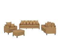 ULUYYUC Lot de 4 grands canapés de balcon, fauteuil de lecture, avec coussin, en velours, marron, pour salle à manger, chambre à coucher, salon, cuisine