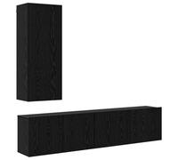 ULUYYUC Lot de 5 meubles TV - Noir - Aspect chêne - 40,5/60/100 x 30 x 41-102 cm - Montage mural - Design moderne - Pour salon, chambre à coucher, studio