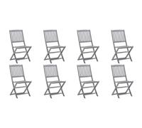 ULUYYUC Lot de 8 chaises Pliantes en Bois d'acacia Massif Gris 48,5x57x91 cm, Fauteuil de Jardin extérieur Robuste et Pliable, siège Salle à Manger terrasse Balcon Camping jusqu'à 110 kg