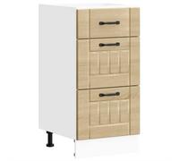 ULUYYUC Lucca Meuble de cuisine, 40 x 46 x 81,5 cm, en chêne Sonoma avec 2 tiroirs, pieds réglables en hauteur, robuste, petite armoire de cuisine pour cuisine simple, mini cuisine, kitchenette