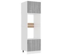 ULUYYUC Lyon Armoire à micro-ondes en bois - Gris Sonoma - 60 x 57 x 207 cm - Grand espace de rangement - Flexible - Montage - Meuble de cuisine moderne pour cuisine simple, petite cuisine, bureau