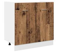 ULUYYUC Lyon Meuble bas de cuisine aspect bois vieilli 80 x 46 x 81,5 cm Matériau bois avec grand espace de rangement et deux portes Montage nécessaire pour petite cuisine simple ou kitchenette