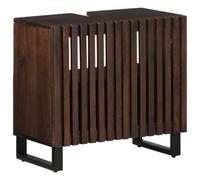 ULUYYUC Meuble de lavabo 62 x 34 x 58 cm - Marron - Bois massif Mango Rétro - Avec 2 portes - Espace de rangement - Buffet pour salle de bain et WC - Petit modèle