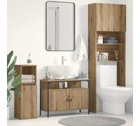 ULUYYUC Meuble de lavabo 80 x 30 x 60 cm en matériau dérivé du bois de chêne marron avec finition mate - Design moderne avec 2 portes - Construction robuste pour salle de bain, couloir et WC d'invités