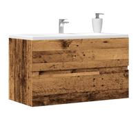 ULUYYUC Meuble de lavabo 90 x 38,5 x 45 cm - Aspect bois recy n bois massif - Meuble de salle de bain - Meuble suspendu avec espace de rangement - Peu encombrant
