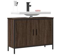 ULUYYUC Meuble de salle de bain avec découpe pour siphon, 80 x 30 x 60 cm, en bois dérivé du bois et acier, peu encombrant, avec découpe pour siphon, espace de rangement robuste, pour salle de bain