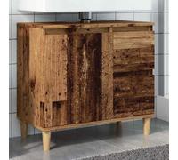 ULUYYUC Meuble de salle de bain en bois recyclé - 65 x 33 x 60 cm - Avec pieds en eucalyptus - Montage flexible - Design moderne pour petites salles de bain et WC