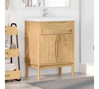 ULUYYUC Meuble de salle de bain moderne avec 2 portes et étagère pour petite salle de bain, couloir, chambre à coucher, marron cire, 60 x 40 x 80 cm