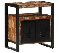 ULUYYUC Meuble de salle de bain rétro 55 x 35 x 60 cm - Bois recyclé et fer - Avec 2 portes - Commode robuste pour petite salle de bain - Buffet peu encombrant - Pour salle de bain, couloir et
