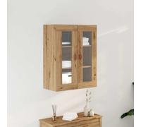 ULUYYUC Meuble Mural de Rangement Chêne Artisanal 69,5 x 34 x 90 cm avec Portes en Verre Modernes, Bois d'ingénierie Stable et Finition Mate pour Salon Salle à Manger Cuisine Bureau