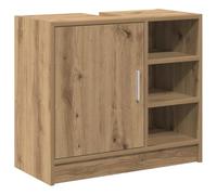 ULUYYUC Meuble sous lavabo en chêne Artisan 63 x 29 x 55 cm | Armoire de salle de bain compacte avec 2 portes et 3 compartiments. Idéal pour la salle de bain d'invités ou la petite salle