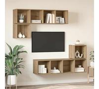 ULUYYUC Meuble TV 4 pièces en chêne artisanal 37 x 37 x 142,5 cm - Matériau bois - Montage mural - Design moderne avec espace de rangement pour salon et chambre à coucher