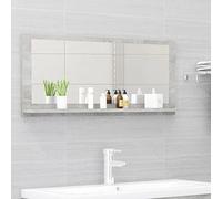 ULUYYUC Miroir de salle de bain avec étagère - Gris béton - 90 x 37 cm - Matériau du bois acrylique - Design moderne - Pour salle de bain, invités, WC, couloir