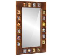 ULUYYUC Miroir de salle de bain en noyer - 50 x 70 cm - En bois de manguier - Rectangulaire - Design moderne et durable - Facile à monter - Pour salle de bain, invités, WC, couloir