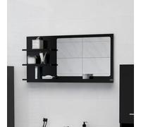ULUYYUC Miroir de salle de bain, noir, 90 x 45 cm, avec 3 étagères, en bois et acrylique, design moderne, montage mural robuste, pour salle de bain, chambre à coucher et couloir