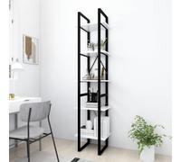 ULUYYUC Petite bibliothèque, blanche, 40 x 30 x 175 cm, combinée, en bois et métal, avec 5 étagères, armoire étroite pour salon, cuisine, balcon