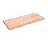 ULUYYUC Plateau de table en chêne 140 x 60 cm pliable en bois massif marron clair laqué bord naturel pour salle à manger, bureau, cuisine