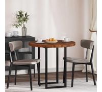 ULUYYUC Plateau de table rond en chêne rustique de 80 cm - Plateau en bois massif - Marron clair - Réversible - Design robuste pour cuisine, salle à manger, salon