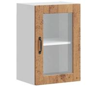 ULUYYUC Porto - Armoire murale de cuisine - Aspect bois vieilli - 40 x 31 x 60 cm - Avec porte en verre - Meuble mural moderne - Charge maximale : 60 kg - Pour cuisine, salle à manger, salon