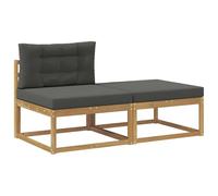 ULUYYUC Salon d'extérieur 2 pièces en bois massif d'acacia avec coussins