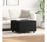 ULUYYUC Table basse carrée en chêne noir - 60 x 60 x 38 cm - Avec roulettes et tiroir - Table de salon moderne avec plateau extensible
