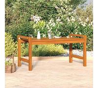 ULUYYUC Table basse en bois massif d'acacia - Design vintage - 100 x 50 x 50 cm - Avec design à lattes - Table d'appoint robuste pour salon et extérieur