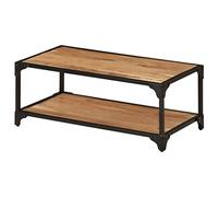 ULUYYUC Table basse en bois massif d'acacia - Style vintage - 90 x 45 x 35 cm - Avec étagère inférieure - Espace de rangement pour salon, chambre à coucher, couloir - Décoration stable et durable