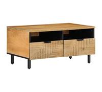 ULUYYUC Table basse en bois massif - Marron - 80 x 54 x 40 cm - Avec pieds et espace de rangement - Pour salon, chambre à coucher - Multifonction
