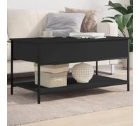 ULUYYUC Table basse - Noir - 100 x 50 x 50 cm - En bois et métal - Avec espace de rangement caché - Pieds réglables en hauteur - Pour salon et canapé