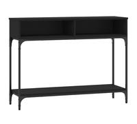 ULUYYUC Table console noire 100 x 30,5 x 75 cm en bois et métal | Table d'appoint fine pour salon et couloir avec compartiments et étagère pour une décoration ordonnée et des objets du