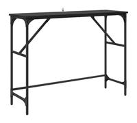 ULUYYUC Table console noire aspect chêne 100 x 32 x 75 cm - Table d'appoint fine au design industriel avec pieds en acier - Table de couloir et table de rangement pour salon et couloir