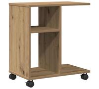ULUYYUC Table d'appoint à roulettes 50 x 30 x 55 cm Chêne Artisan | Table de canapé compacte pour salon et chambre à coucher avec étagère pratique et roues lisses pour plus d'ordre.