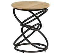 ULUYYUC Table d'appoint Mango en bois massif et métal 40 x 50 cm | Table d'appoint compacte en bois de manguier et fer pour salon et chambre à coucher. Fabriqué à la main avec un grain unique.