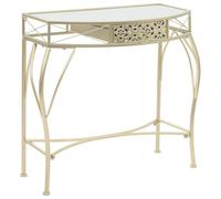 ULUYYUC Table d'appoint style français en métal et verre doré 82 x 39 x 76 | Table console élégante avec tiroir et plateau en verre pour couloir et salon. Mettez en valeur la décoration et les plantes
