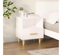 ULUYYUC Table de Chevet 40 x 35 x 47 cm Blanc Bois d ingénierie et Pieds en Eucalyptus Massif Charme scandinave et Rangement Discret pour Chambre Salon ou Bureau