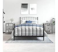 ULUYYUC Table de chevet - 40 x 42 x 56 cm - Gris Sonoma - En bois et fer - Design moderne avec pieds réglables et support mural - Pour chambre à coucher, salon et chambre d'amis