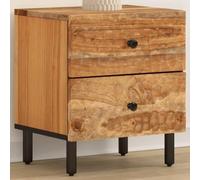 ULUYYUC Table de Chevet 40x33x46 cm en Bois d'acacia Massif et métal, 2 tiroirs, Design Industriel élégant, Console d'appoint avec Plateau Stable pour Chambre Salon et Bureau