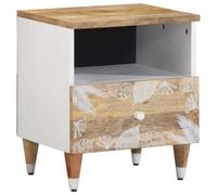 ULUYYUC Table de Chevet 40x33x46 cm en Bois de manguier Massif avec tiroir, Petite Table de Nuit Robuste et Stable, Design Industriel Moderne, Console d’appoint pour Chambre Salon Bureau